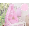 Set Biancheria da Letto con Baldacchino e Paracolpi 11 parti Rosa a Strisce Cuori
