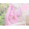 Set Biancheria da Letto con Baldacchino e Paracolpi 11 parti Rosa a Strisce Cuori