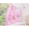 Set Biancheria da Letto con Baldacchino e Paracolpi 11 parti Rosa a Strisce Cuori