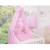 Set Biancheria da Letto con Baldacchino e Paracolpi 11 parti Rosa a Strisce Cuori