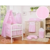 Set Biancheria da Letto con Baldacchino e Paracolpi 11 parti Rosa a Strisce Cuori