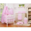 Set Biancheria da Letto con Baldacchino e Paracolpi 11 parti Rosa a Strisce Cuori