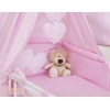 Set Biancheria da Letto con Baldacchino e Paracolpi 11 parti Rosa Pois Bianchi Cuori
