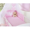 Set Biancheria da Letto con Baldacchino e Paracolpi 11 parti Rosa Pois Bianchi Cuori