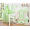 Set Biancheria da Letto con Baldacchino e Paracolpi 11 parti Verde Pois Bianchi Cuori