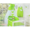 Set Biancheria da Letto con Baldacchino e Paracolpi 11 parti Verde Pois Bianchi Cuori