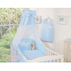 Set Biancheria da Letto con Baldacchino e Sacco Nanna 11 parti Blu a Strisce Cuori