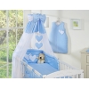 Set Biancheria da Letto con Baldacchino e Sacco Nanna 11 parti Blu Cuori