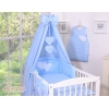 Set Biancheria da Letto con Baldacchino e Sacco Nanna 11 parti Blu Pois Bianchi Cuori