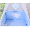 Set Biancheria da Letto con Baldacchino e Sacco Nanna 11 parti Blu Pois Bianchi Cuori