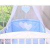 Set Biancheria da Letto con Baldacchino e Sacco Nanna 11 parti Blu Pois Bianchi Cuori