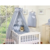 Set Biancheria da Letto con Baldacchino e Sacco Nanna 11 parti Grigio Pois Bianchi Cuori