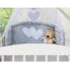 Set Biancheria da Letto con Baldacchino e Sacco Nanna 11 parti Grigio Pois Bianchi Cuori
