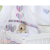 Set Biancheria da Letto con Baldacchino e Sacco Nanna 11 parti Lilla a Strisce Cuori