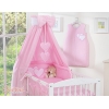 Set Biancheria da Letto con Baldacchino e Sacco Nanna 11 parti Rosa Cuori