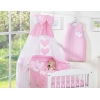 Set Biancheria da Letto con Baldacchino e Sacco Nanna 11 parti Rosa Cuori