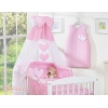 Set Biancheria da Letto con Baldacchino e Sacco Nanna 11 parti Rosa Cuori