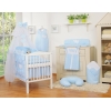 Set Biancheria da Letto con Zanzariera 5 parti Blu a Strisce Cuori