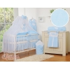 Set Biancheria da Letto con Zanzariera 5 parti Blu a Strisce Cuori