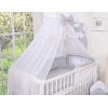 Set Biancheria da Letto con Zanzariera 5 parti Grigio Pois Bianchi Cuori