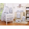 Set Biancheria da Letto con Zanzariera 5 parti Grigio Pois Bianchi Cuori