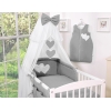 Set Biancheria da Letto con Zanzariera e Paracolpi 11 parti Antracite Cuori