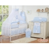 Set Biancheria da Letto con Zanzariera e Paracolpi 11 parti Blu a Scacchi Cuori