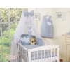Set Biancheria da Letto con Zanzariera e Paracolpi 11 parti Grigio Pois Bianchi Cuori