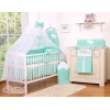 Set Biancheria da Letto con Zanzariera e Paracolpi 11 parti Menta Cuori