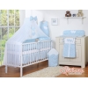 Set Biancheria da Letto con Zanzariera e Sacco Nanna 11 parti Blu Fiori Fiori Cuori