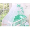 Set Biancheria da Letto con Zanzariera e Sacco Nanna 11 parti Menta Pois Bianchi Cuori