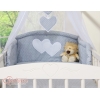 Set Biancheria Notte 7 parti Para Bambino Grigio Pois Bianchi Cuori