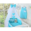 Set Biancheria Notte 7 parti Para Bambino Turchese Cuori