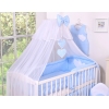 Set Biancheria Notte 7 parti Para Neonato Blu Pois Bianchi Cuori