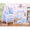 Set Biancheria Notte 7 parti Para Neonato Blu Pois Bianchi Cuori