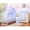 Set Biancheria Notte 7 parti Para Neonato Blu Pois Bianchi Cuori