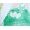 Set Biancheria Notte 7 parti Para Neonato Menta Pois Bianchi Cuori
