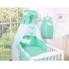 Set Biancheria Notte 7 parti Para Neonato Menta Pois Bianchi Cuori