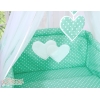 Set Biancheria Notte 7 parti Para Neonato Menta Pois Bianchi Cuori