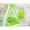 Set Biancheria Notte 7 parti Para Neonato Verde Pois Bianchi Cuori
