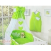 Set Biancheria Notte 7 parti Para Neonato Verde Pois Bianchi Cuori