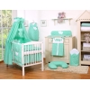 Set Biancheria Notte Para Neonato 11 parti Menta Pois Bianchi Cuori