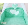Set Biancheria Notte Para Neonato 11 parti Menta Pois Bianchi Cuori