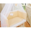 Set Biancheria per Culla da Agganciare al Letto 6 parti Beige Pois Bianchi Cuori