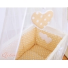 Set Biancheria per Culla da Agganciare al Letto 6 parti Beige Pois Bianchi Cuori