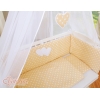 Set Biancheria per Culla da Agganciare al Letto 6 parti Beige Pois Bianchi Cuori