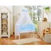 Set Biancheria per Culla da Agganciare al Letto 6 parti Blu Cuori