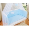 Set Biancheria per Culla da Agganciare al Letto 6 parti Blu Cuori
