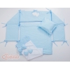 Set Biancheria per Culla da Agganciare al Letto 6 parti Blu Cuori