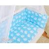 Set Biancheria per Culla da Agganciare al Letto 6 parti Blu Gufi